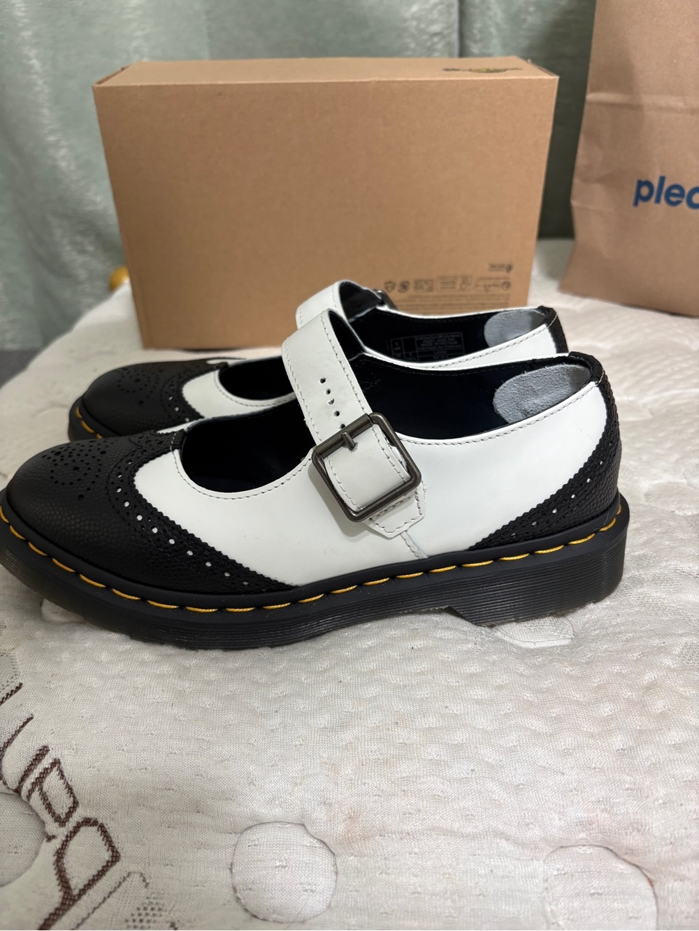 Dr. Martens Women's Black and White Mary Jane Flat - Picture 3 of 7